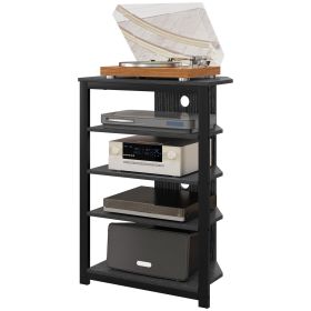HOMCOM TV Stand, Entertainment Center with Storage Shelves and Steel Frame for Living Room, Black