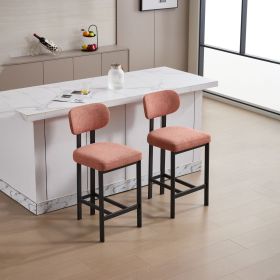 Bar Stools Set of 2, 26 inch Modern Upholstered Fabric Counter Height Barstools