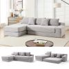 L-Shaped Sectional Couches for Living Room with Memory Foam & Steel Frame - No Assembly Convertible Sofa Bed, Corduroy Fabric Compression Sofa