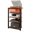 HOMCOM TV Stand with LED Lights, AV Media Stand, Corner Audio Tower with Storage Shelves & Steel Frame, for Living Room, Brown