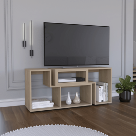 Rose Extendable TV Stand, Multiple Shelves, Black Wengue