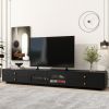 ON-TREND Luxurious TV Stand with Fluted Glass Doors, Elegant and Functional Media Console for TVs Up to 95''