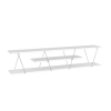 FurnisHome Store Tars Mid Century Modern Tv Stand 4 Shelves Open Storage Metal Cords Entertainment Centre 56 inch Low Tv Unit, White/Chrome