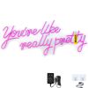 VEVOR You're Like Really Pretty Neon Sign, 23" x 21" Pink LED Neon Signs for Wall Decor, Large Lights Sign W/ Remote Control and Power Adapter