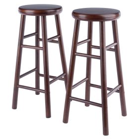 Shelby 2-Pc Swivel Seat Bar Stool Set; Walnut