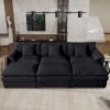 Oversized Deep Seat Sectional Cloud Sofa Sleeper with 3 Ottomans & Soft Pillows, Modular Couch Bed for Living Room, Apartment