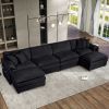 Modular Sectional Sofa, Oversized Deep Seat U Shaped Couch Set for Living Room, 4-Seater Comfy Cloud Couches with Two Movable Ottomans