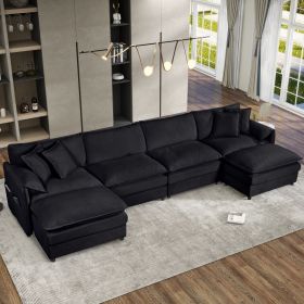 Modular Sectional Sofa, Oversized Deep Seat U Shaped Couch Set for Living Room, 4-Seater Comfy Cloud Couches with Two Movable Ottomans