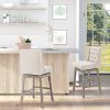 HOMCOM Swivel Savvy Bar Stools: 2 Piece Set with Footrest, Solid Wood, 180Â° Rotation, Beige
