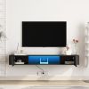 Floating TV Stand Wall Mounted with 16 Color LEDs,69" Modern TV Stand, Floating TV Cabinet Entertainment Center for 55 60 65 Inch TV,Black