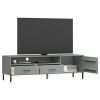 TV Stand with Metal Legs Gray Solid Wood Pine OSLO
