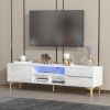 TV stand,TV Cabinet,entertainment center,TV console,media console,with LED remote control lights,UV bloom drawer panel,gold metal table legs