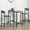 HOMCOM 3 Piece Industrial Dining Set for 2, Counter Height Kitchen Table with Bar Stools, Breakfast Table, Gray