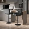 HOMCOM Adjustable Bar Height Stools Set of 2, Thick Padded Cushion & Metal Footrest for Home Bar, Black