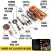 Bartender Kit with Whiskey Smoker 13 pcs Bamboo Stand  Bar Set with Cocktail Shaker Bartending Kit with Essential Bar Accessory Tools Wood Chips Black
