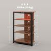 HOMCOM TV Stand with LED Lights, AV Media Stand, Corner Audio Tower with Storage Shelves & Steel Frame, for Living Room, Brown