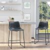 HOMCOM Vintage Counter-Height Bar Stools Set of 4 PU Leather Black for Dining & Bar Spaces