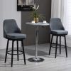 HOMCOM Extra Tall Bar Stools Set of 2 Modern 360 Swivel Dining Room Chairs Steel Legs Dark Gray