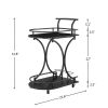 2-Tier Bar Cart,Black Wine Cart with Wine Rack & Glass Holder,Mobile Bar Serving Cart,for Party,Home,Rolling Drink Trolley for Living Room