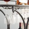 2-Tier Bar Cart,Black Wine Cart with Wine Rack & Glass Holder,Mobile Bar Serving Cart,for Party,Home,Rolling Drink Trolley for Living Room
