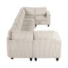 8-Piece Modular Sectional with Storage Seats, Side Pockets