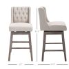 HOMCOM Swivel Savvy Bar Stools: 2 Piece Set with Footrest, Solid Wood, 180Â° Rotation, Beige