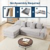 L-Shaped Sectional Couches for Living Room with Memory Foam & Steel Frame - No Assembly Convertible Sofa Bed, Corduroy Fabric Compression Sofa