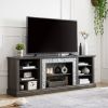 Large TV Stand TV Desk Storage Rack with Faux Stacked Stone Surround,Media Console Table with Large Storage Cabinet
