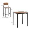 HOMCOM 3-Piece Dining Set Industrial Counter Height Bar Table and Chairs Black