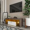 20 minutes quick assembly brown simple modern TV stand with the toughened glass shelf Floor cabinet Floor TV wall cabinet Brown + whiteTV bracket with