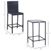 Outsunny Wicker Bar Set, 3-Piece Outdoor Counter Height with Glass Top Table & Stools, All-Weather - Black