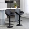 HOMCOM Bar Stools, Bar stools with Backs, Foot Rest, Round Base and Soft PU Leather for Kitchen, Bar, Swivel Bar Stools, Black