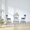 Round bar table and stool set with shelf, upholstered stool with backrest, Rustic Brown, 24.17"W x 24.17"D x 36.02"H