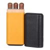 Leather Case Cigar Humidor Cedar Wood Lined 3 Tube Holder Travel Cigar Case Gift Box Packaging