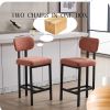 Bar Stools Set of 2, 26 inch Modern Upholstered Fabric Counter Height Barstools