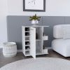 Selden Bar Cart with Six-Built in Bottle Racks, Casters and Two-Open Side Shelves