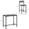 HOMCOM 3 Piece Industrial Dining Set for 2, Counter Height Kitchen Table with Bar Stools, Breakfast Table, Gray