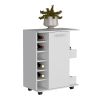Selden Bar Cart with Six-Built in Bottle Racks, Casters and Two-Open Side Shelves