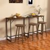 HOMCOM 70" Bar Table with Charging Station, Industrial Rectangular Bar Height Pub Table with Steel Frame, Rustic Brown