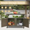 Grill Carts Outdoor Storage Cabinet with Wheels, Metal outdoor grill table Kitchen Dining Table Cooking Prep BBQ Table for Patio, Kitchen Island