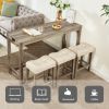 4-Piece Bar Table Set with Power Outlet, Dining Bar Table and Chairs Set,Bar Table Set with 3 Padded Stools for Living Room, Dining Room, Game Room