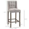 HOMCOM Set of 2 Modern Bar Stools Tufted Upholstered Rubber Wood Legs Beige