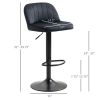 HOMCOM Adjustable Swivel Bar Stools Velvet-Touch Fabric Soft Upholstery Black