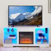 TV Stand Electric Fireplace Glass Shelves
