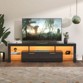 FashionTVstandTVcabinet,EntertainmentCenter,TVstationTV console,media console,with LEDlight belt,light belt remote control,toughenedglassshelf (Color: pic)
