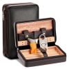 Cedar Wood Cigar Humidor Box Travel With Humidifier Leather Cigar Case W/wo Lighter Cutter