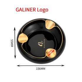 Portable Cigar Ashtray Home Ceramic Ashtray Luxury Tobacco 4 Rest Holder Cigar Ash Tray (Color: Galiner Round)