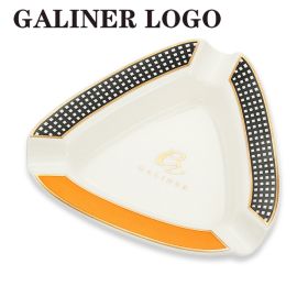 Portable Ceramic Ashtray Outdoor Car Cigar Ashtray Home Pocket 3 Cigar Holder Smoking Ash Tray Tobacco Tools (Color: GALINER White)
