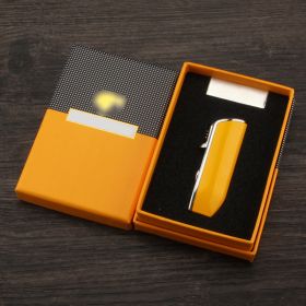 Metal Butane Gas Refillable Cigar Torch Lighter Practical Tobacco Lighter Household Travel Smoking Accessory with Gift Box (Color: LC-11Y)