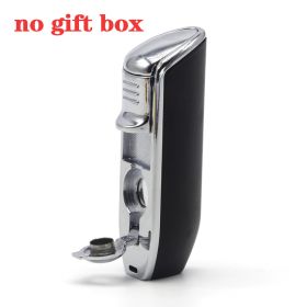 Luxury Lighter Butane Cigar Lighter Windproof Metal 3 Jet Lighters Smoking Igniter Cigar Punch Cutter (Color: C Logo No gift Box B)